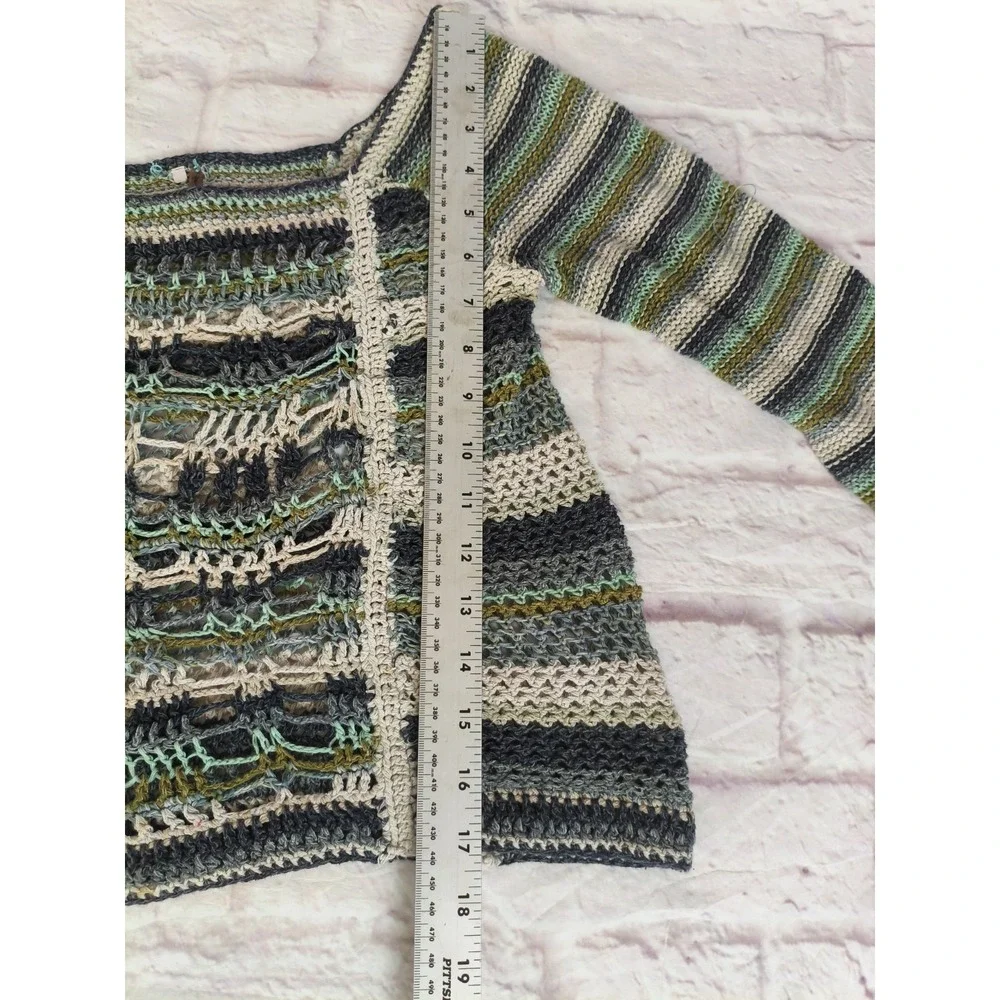 Free People Cropped Stripe Boho Sweater Festival Y2k Silk Cotton Sz XS?? S?